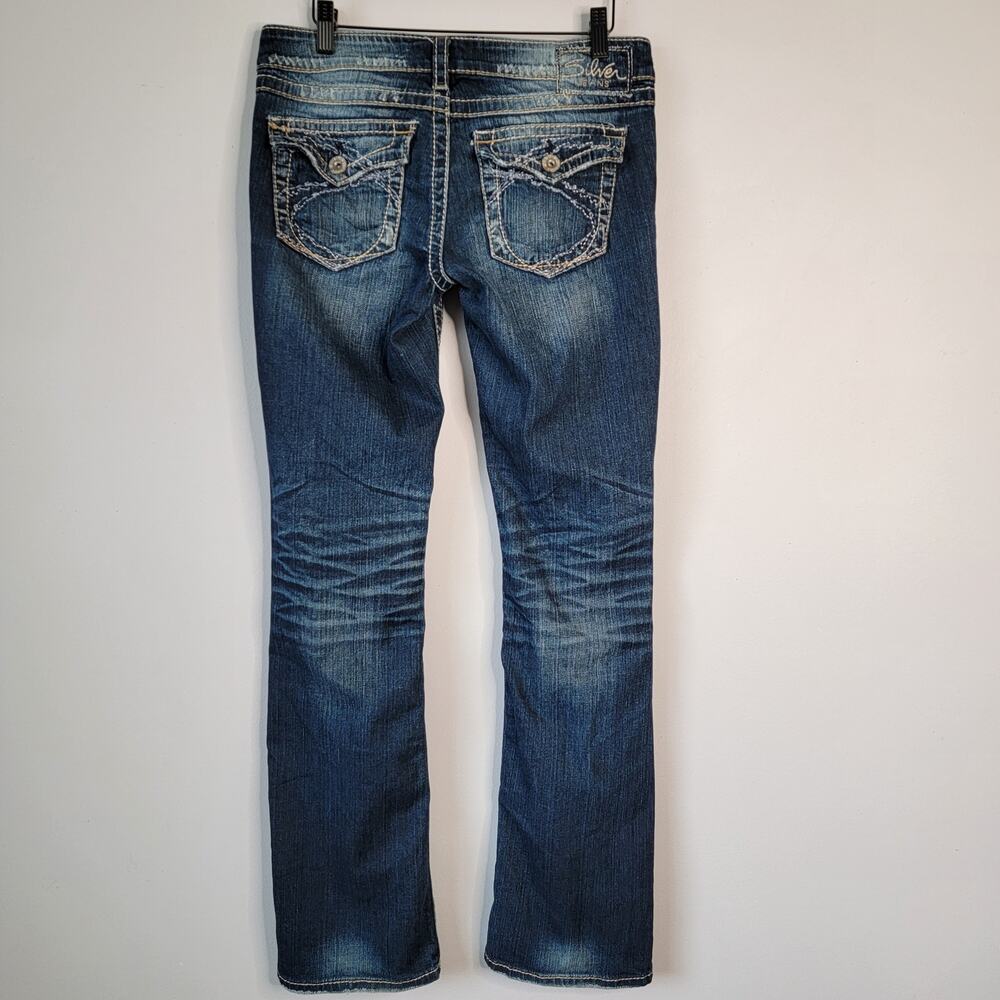 Silver Berkley Surplus Bootcut Jeans Sz 27 Whisker Thick Stitch Preppy Biker